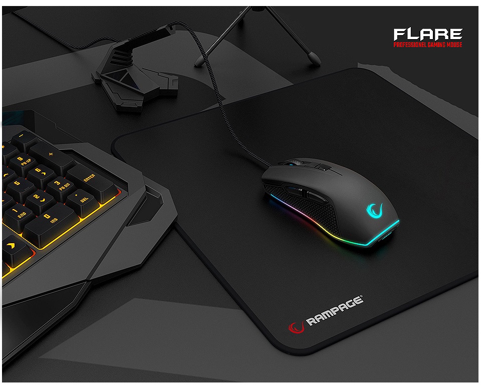 Rampage Flare Profesyonel RGB Gaming Mouse - Makro 10000 dpi Oyuncu Sensör